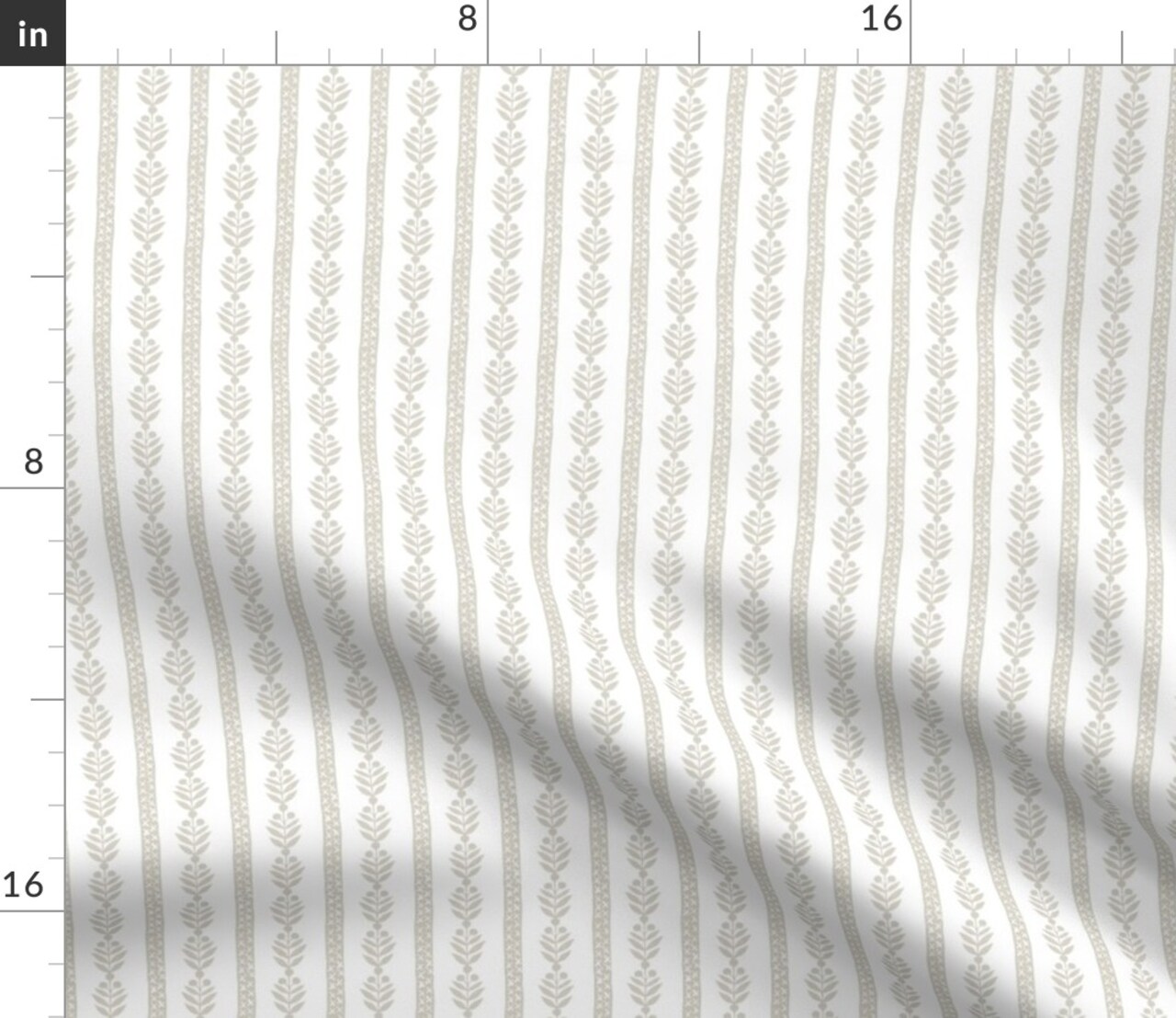 Botanical Stripe Floral Neutral Leaf Traditional Classic Block Print Custom Printed Fabric by Spoonflower Various Fabrics by the Yard or Fat Quarter
